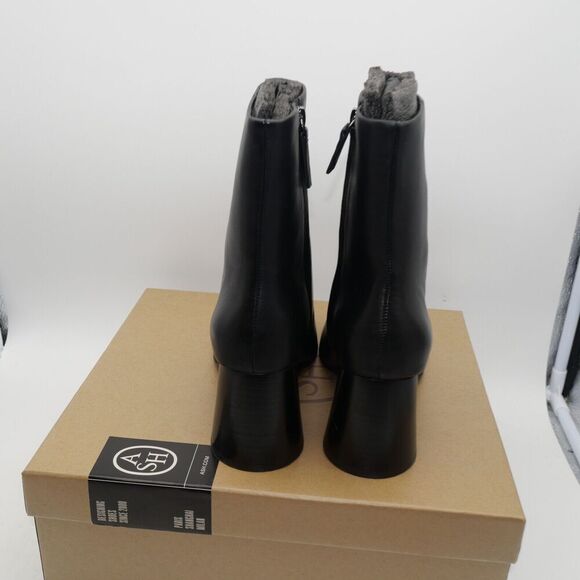 NEW Ash Clone Women's 6 Size 36 Round Heel Zip Up Ankle Boots Black Leather - Picture 6 of 11